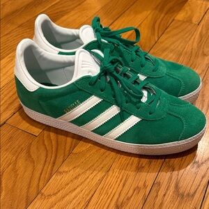 Adidas Gazelle Green and White Trainers